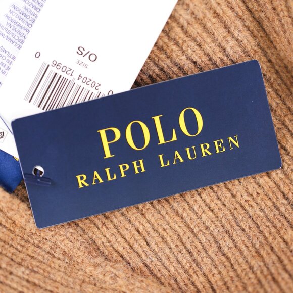 NWT Polo Ralph Lauren Multi Color Pony Beanie Skull Hat Wool Blend Light Brown